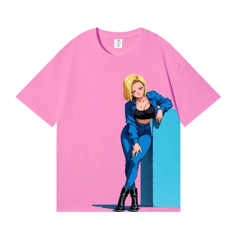 Dragon Ball Android 18 Japanese Style Classic Tee High-quality Streetwear Men's Clothing Women Clothing 2026 Summer New T Shirt