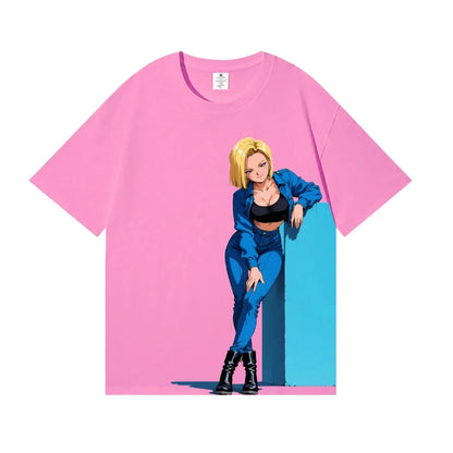 Dragon Ball Android 18 Japanese Style Classic Tee High-quality Streetwear Men's Clothing Women Clothing 2026 Summer New T Shirt