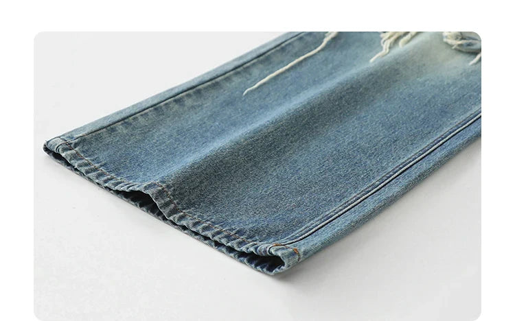 Women Jeans Loose Casual High Waisted Wide Leg Ripped Rough Edge Denim Pants Female Trousers Spring Autumn 2025