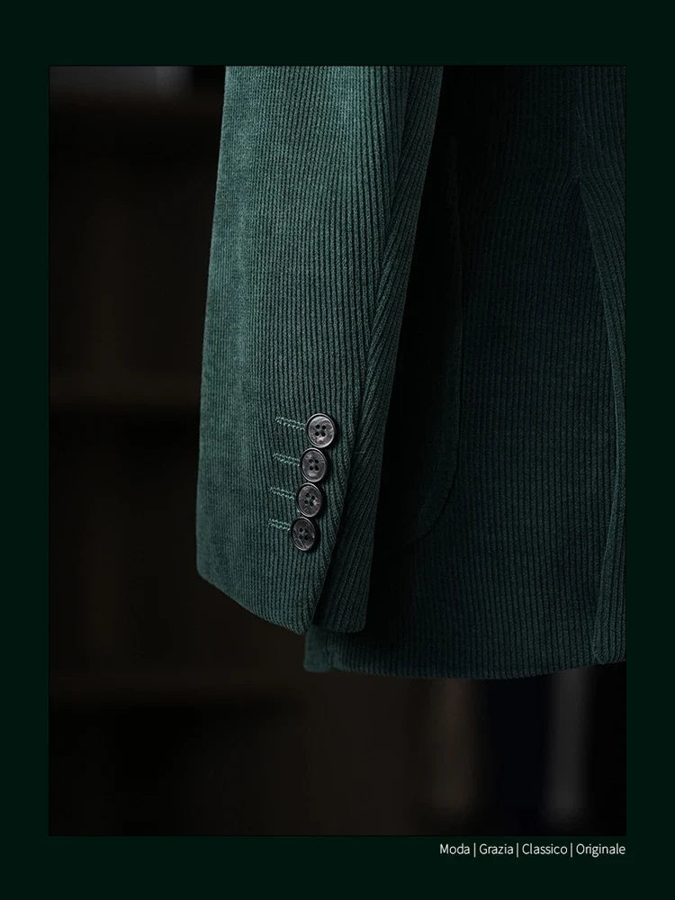 High-Quality Corduroy Men Suits 1 Pieces Classic Casual Single Breasted Groom Tuxedos Tailor Made Jackets Male Blazers Costume