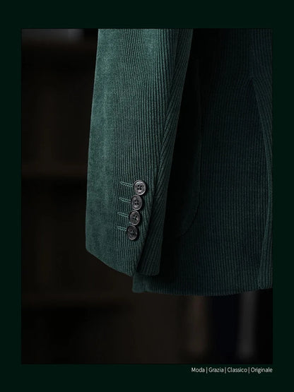 High-Quality Corduroy Men Suits 1 Pieces Classic Casual Single Breasted Groom Tuxedos Tailor Made Jackets Male Blazers Costume