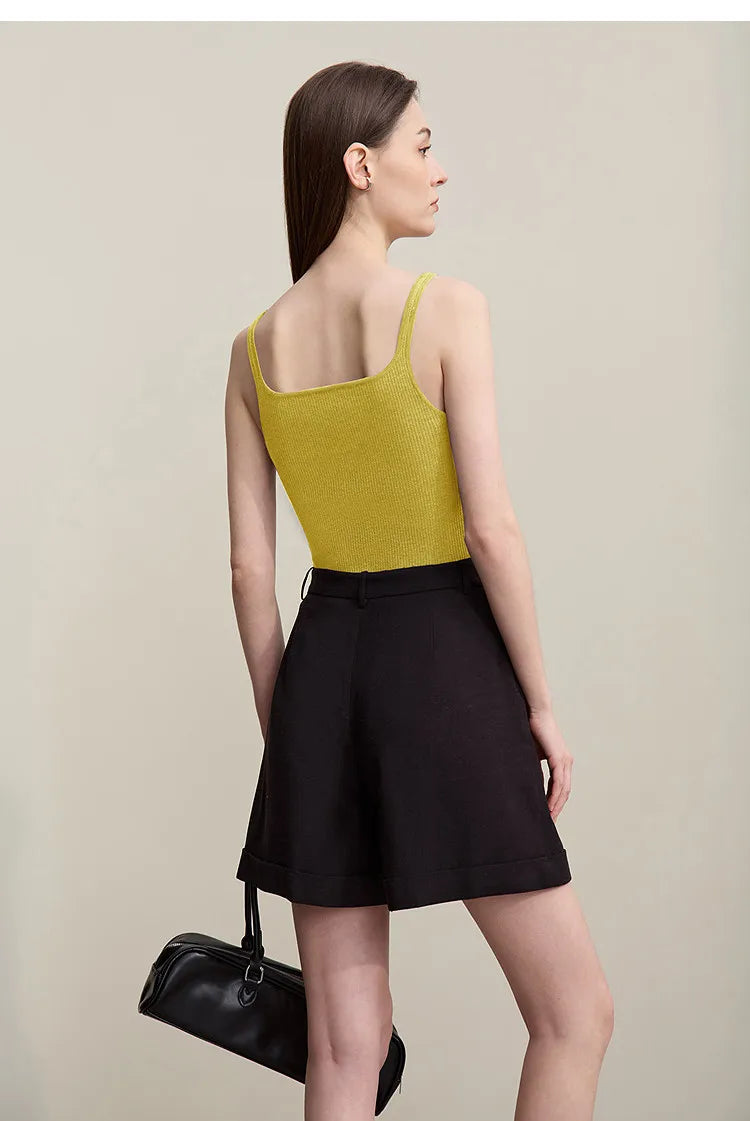 Women's Tank 2026 Summer New Solid Color Slim Fit Short Cami Square U-Neck Crop Sleeveless Layering Vest For Women 12622083