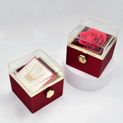 100 Languages I Love You Projection Necklace With Rotating Rose Gift Box 2023 New Creativity Design Romantic Luxury Jewelry Set