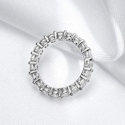 2-5mm Full Moissanite Ring for Women Sparkling Wedding Eternity Bands 100% S925 Sterling Silver Jewelry Classic Ring