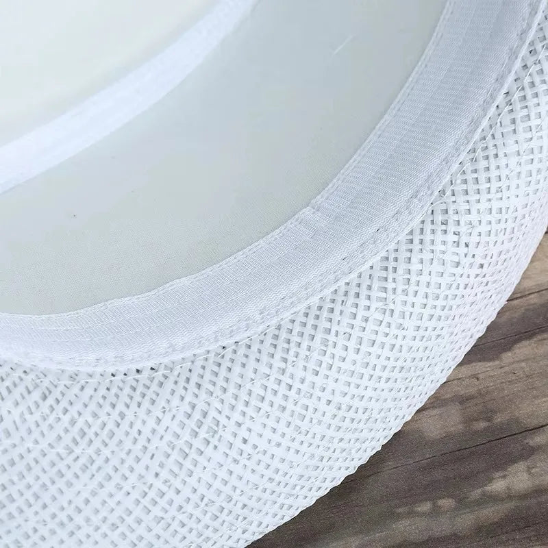 Fashion Men Straw Hat for Women Summer Trendy Beach Sun Hats Solid Color Fedoras Ribbon Casual Cowboy Jazz Cap Gangster Cap Male