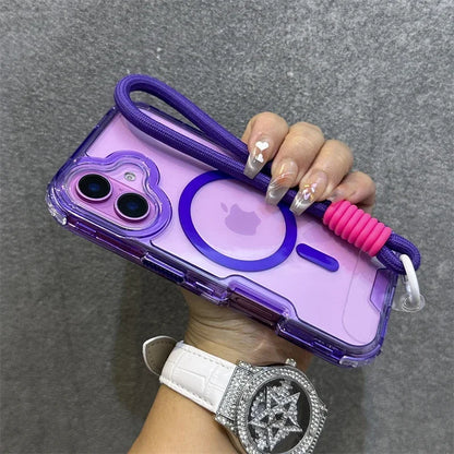 Premium Macaroon Shockproof Case for IPhone 17Air 16 15 14 Plus 13 12 11 Pro Max for Mag-safe Magnetic Transparent Lanyard Cover