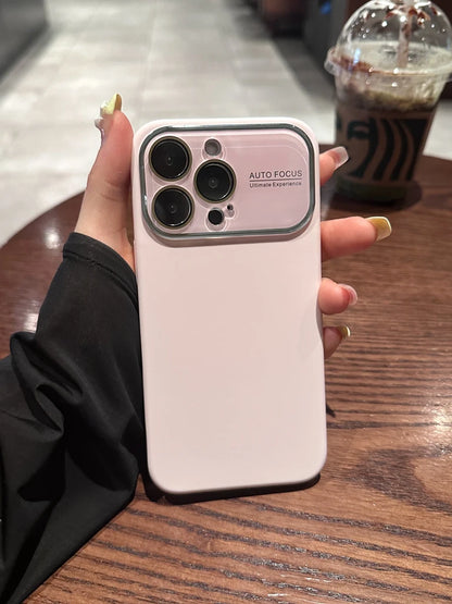 For iPhone 17 Pro Max Case Pink Large Window Liquid Silicone Solid Color Full Lens Shockproof with iPhone 16 15 14 13 12 11