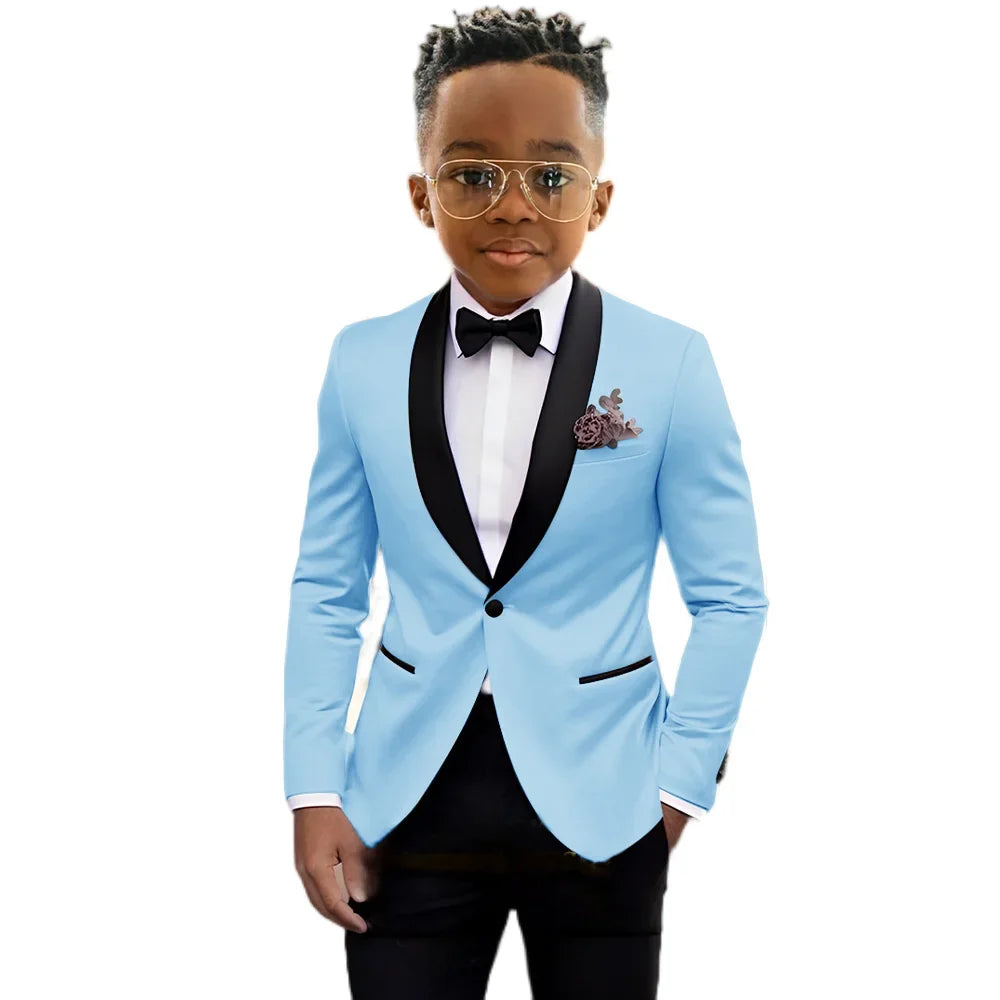 2026 New Classic Shawl Lapel Boys Slim Fit Suits 2 Pieces Wedding Guest Outfit Formal One Button Children's Tuxedo Party Wear