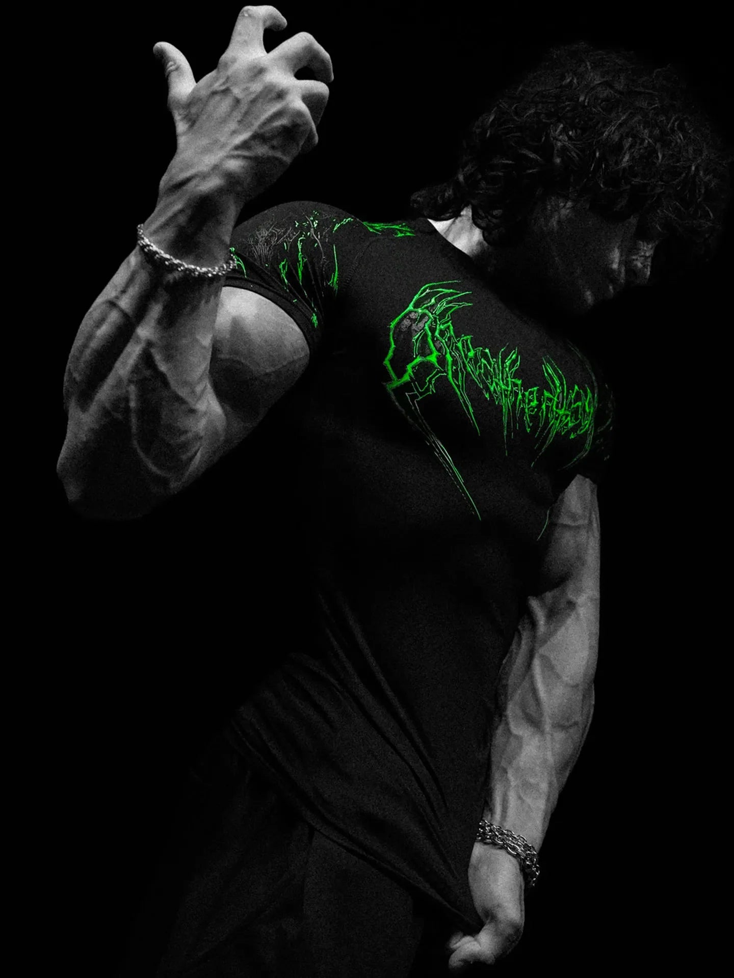 Dark Dragon Slayer Men's 2026 Summer New Fitness Clothes Speed Drying Running Printed Compression Clothes Sports T-shirt