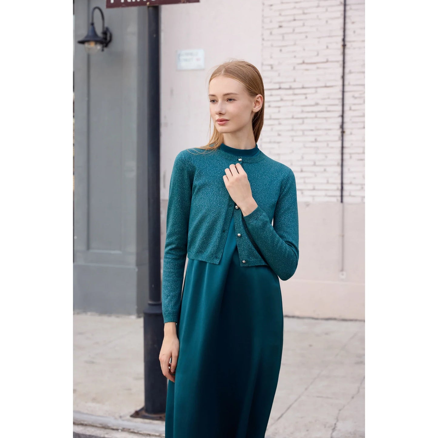 AP Women 2026 Autumn and Winter Modal Shirt and O Neck Acetate Satin Maxi Dress Lurex Cardigan High Quality Lady Clothing
