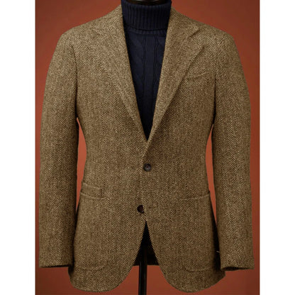 Herringbone Slim Fit Suit Jacket For Men's Single Breasted Business Blazer Casual Jacket Fashion Comfortable Elegant Mens