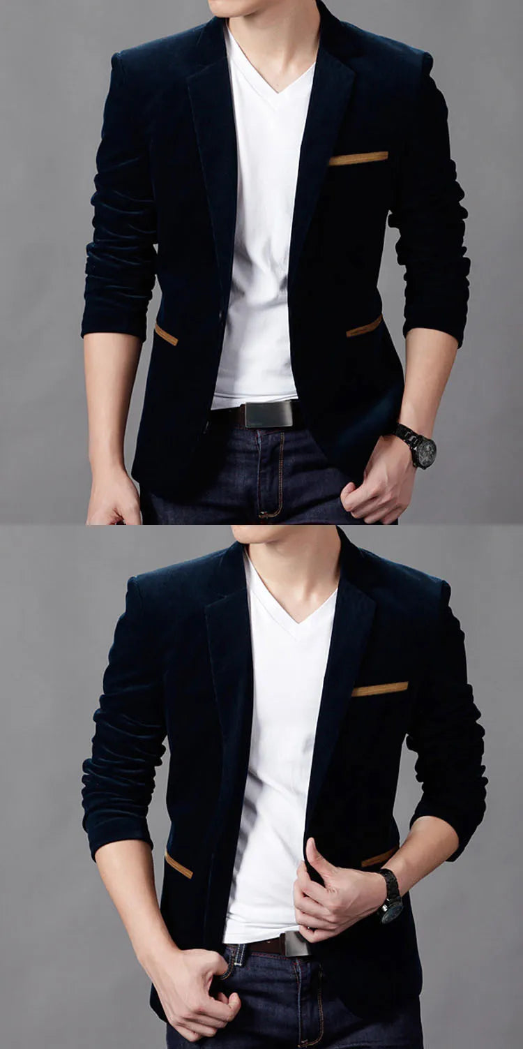 Brand Mens Corduroy Blazers Autumn Spring Fashion Male Slim Fat Casual Suit Jacket Men Blazer Masculino Clothing Vetement Homme