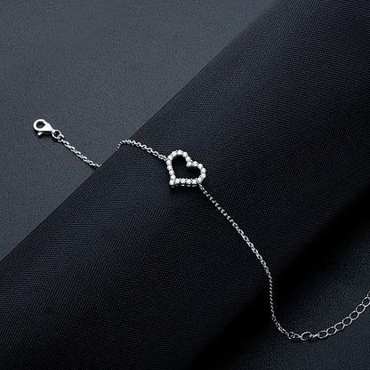2mm Heart-Frame Full Moissanite Diamond Bracelets for Women 925 Sterling Silver Plated 18k Gold Charm Bracelet Fine Jewelry