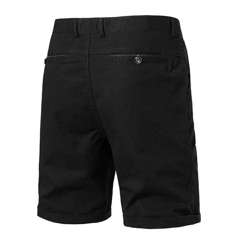Classic Mens 100% Cotton Casual Shorts Khaki Grey Navy Black Knee Shorts American Style Streetwear Golf Shorts