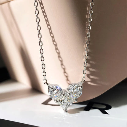 Moissanite Pendant Necklaces for Women 1 - 1.8ct D VVS1 Lab Diamond with Certificates s925 Silver Chain Dainty Necklace