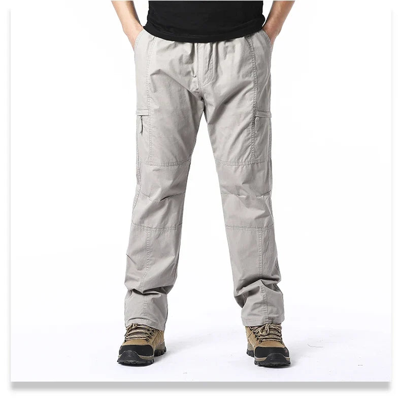 Summer Thin Cotton Overalls Men's Multi-Pocket Loose Large Size Work Pants Spring And Autumn Outdoor Sports Casual Pants