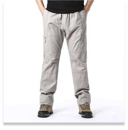 Summer Thin Cotton Overalls Men's Multi-Pocket Loose Large Size Work Pants Spring And Autumn Outdoor Sports Casual Pants
