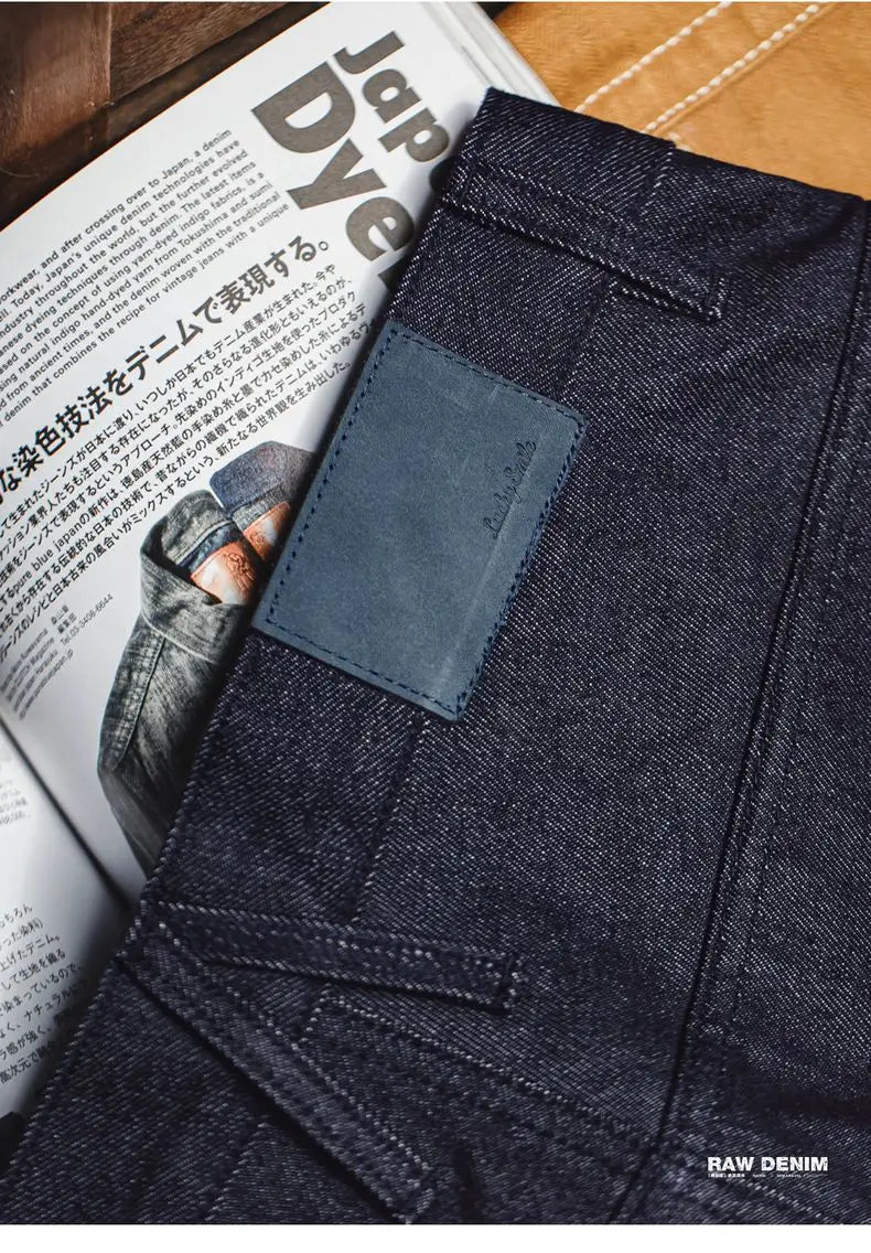 Vintage 15.6oz Selvedge Raw Denim Jeans Heavyweight Blue Loose Fit Wide-Leg Jeans Zip Fly Cotton Trousers for Spring Fall