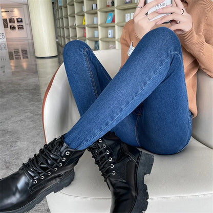 Women Stretch Jeans Lady Slim Skinny Pencil Jeans High Waist Vintage Pants Girls Leggings Straight Leg Korea Fashion Trousers