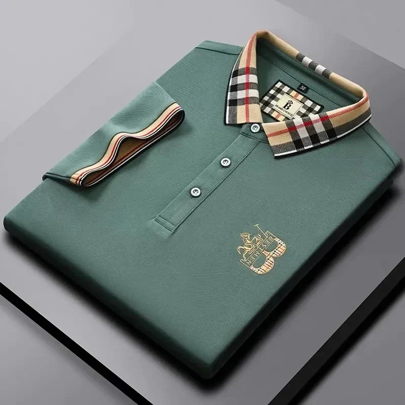 Men's short sleeved luxury brand POLO shirt summer new jacquard design fashionable classic golf top soft breathable T-shirt