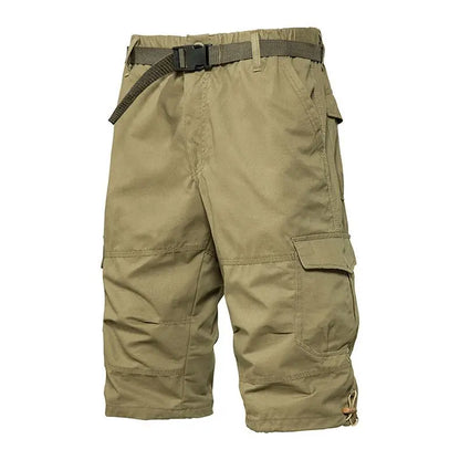 Men Summer Capri Pants Men Plus Size Multi Pocket Cargo Shorts Men Casual Outdoor Breathable Lightweight Daily Wear Street Style