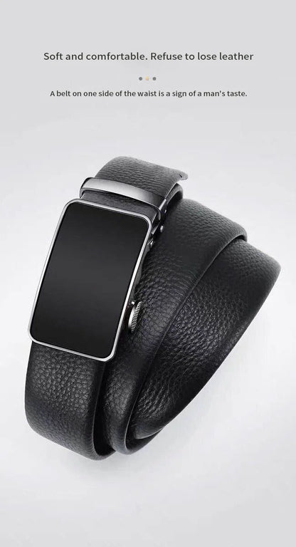 Cowhide Belt, Men's Leather Belt, Automatic Buckle, Men's Top Layer, High-End Trendy Buckle