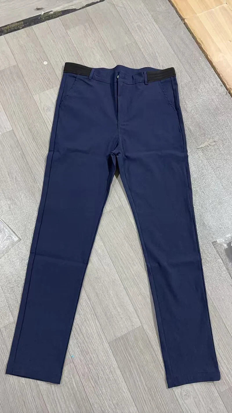 Casual Suit Pants Mens City Work Cotton Trousers Breathable Elastic Waist Pants Spring Autumn Solid Color Slim Versatile Pants