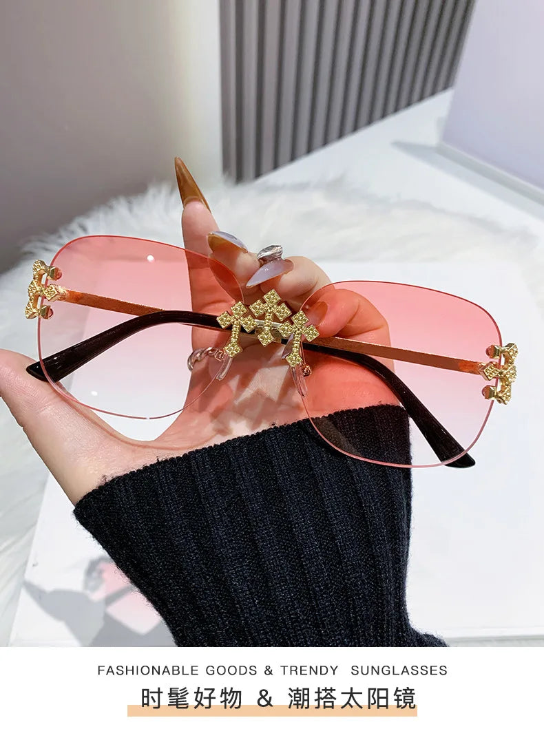 2025 New Frameless Sunglasses Women Men High-end Fashion Sunscreen Ladies Square Sun Glasses Alloy Legs Gafas De Sol UV400