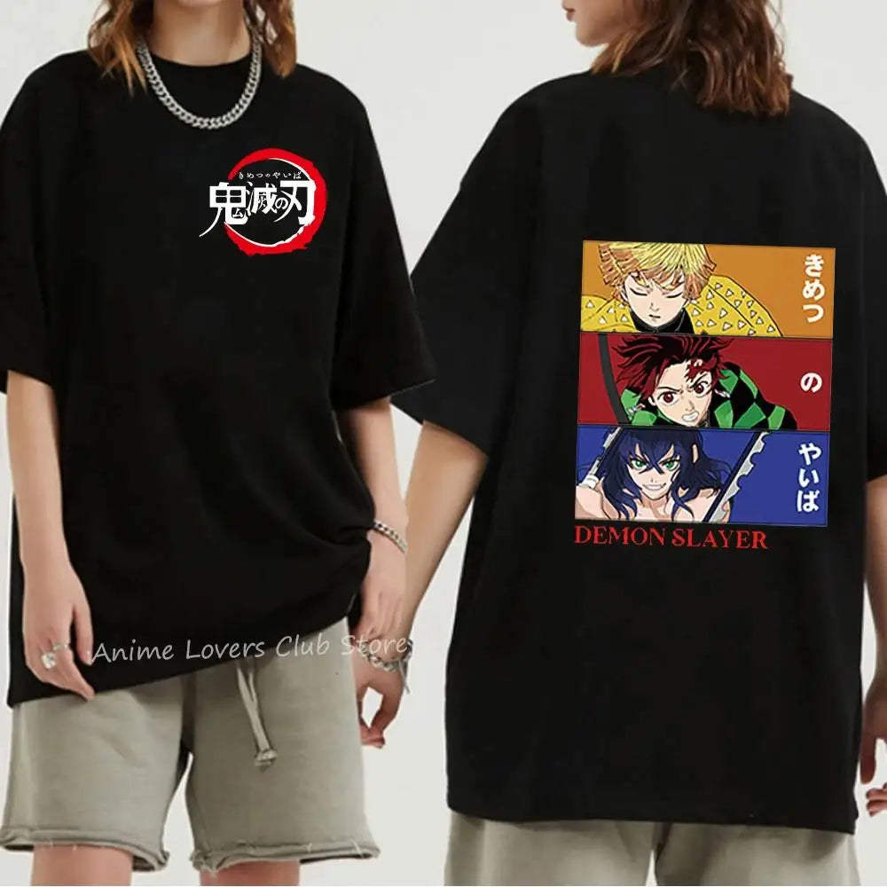 Japanese Anime Demon Slayer Graphic Print T Shirt Fashion Casual Crew Neck Short Sleeve Plus Size T Shirt Women