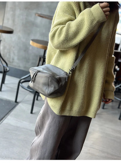 2026 New Leisure Genuine Leather Lightweight Women Shoulder Crossbody Bag Retro Soft Cowhide Versatile Bag