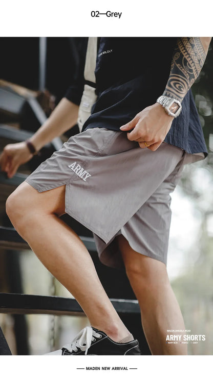 Retro Training Sports Shorts with Thin Letter Embroidered Straight Shorts for Men's Summer Fashion Pants