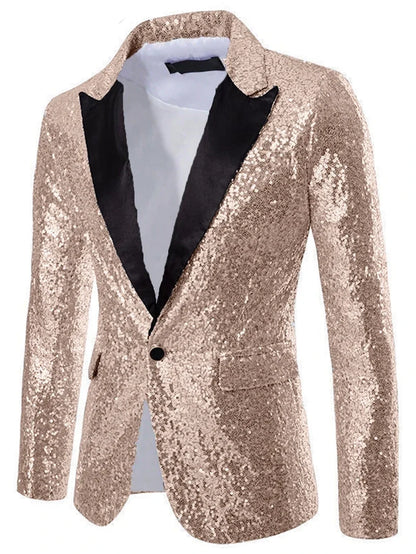 European and American Hosting Performance Dress High End Men's Gold Sequin Suit Korean Version Slim Fit Studio Suit Jacket