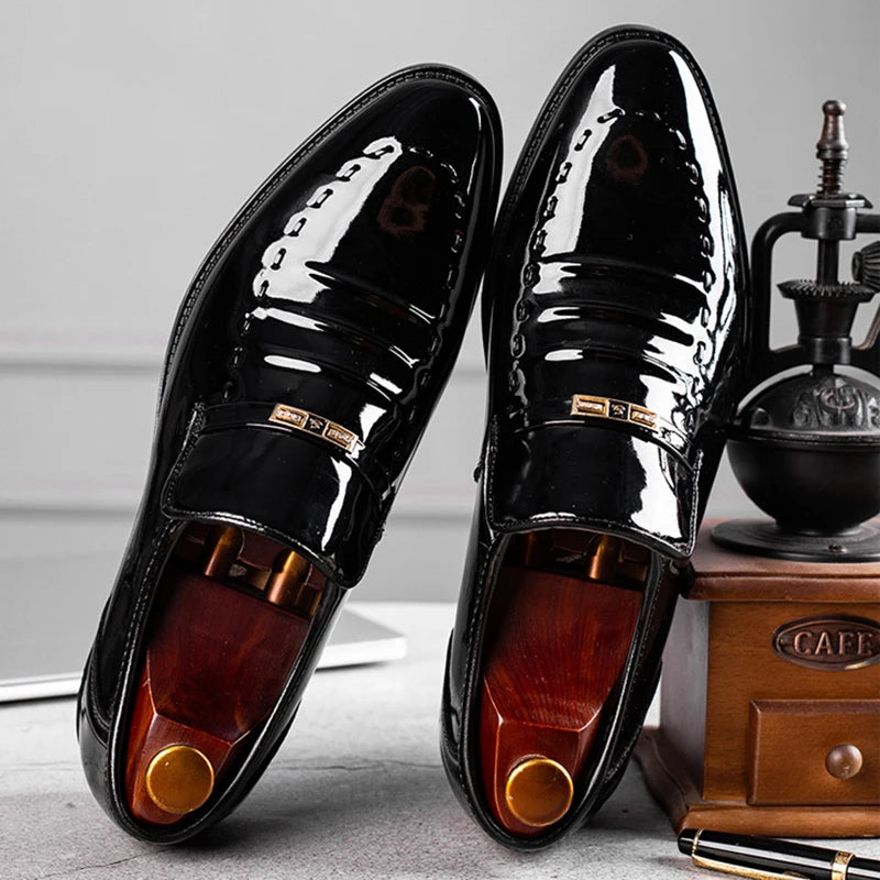 Patent Leather Men Shoes Slip On Oxfords for Male Wedding Party Office Work Shoes Plus Size Classic Business Casual Fashion Shoe