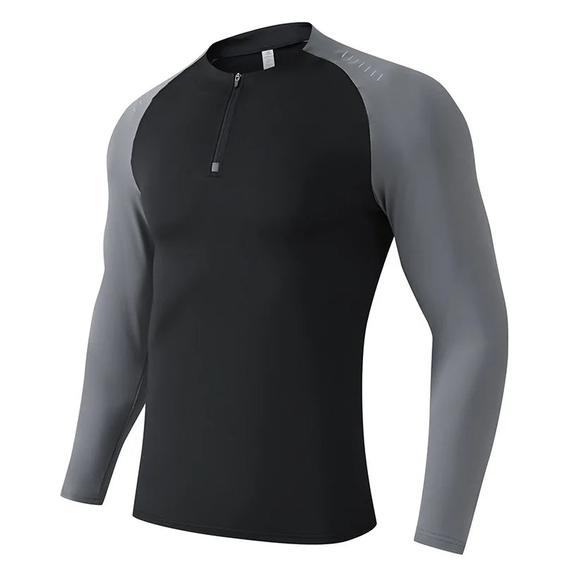 Outdoor Sports Stand-up Collar Long-sleeved Quick-drying Clothes Autumn Half-zipper Top Cycling Running Yoga Gym Fitness T-shirt