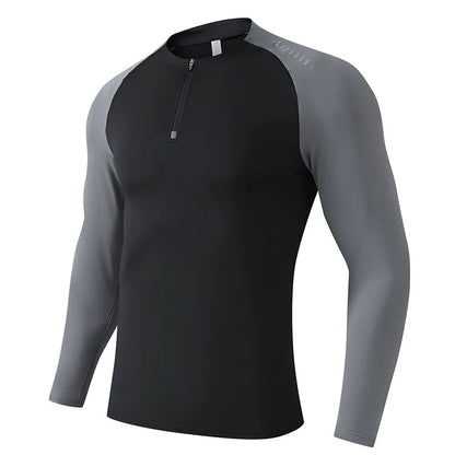 Outdoor Sports Stand-up Collar Long-sleeved Quick-drying Clothes Autumn Half-zipper Top Cycling Running Yoga Gym Fitness T-shirt