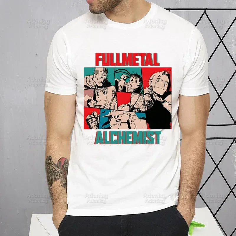 Fullmetal Alchemist T Shirt Harajuku Alphonse Elric TShirts Short Sleeve Fashion Casual Edward Elric T-Shirt Tops Tees