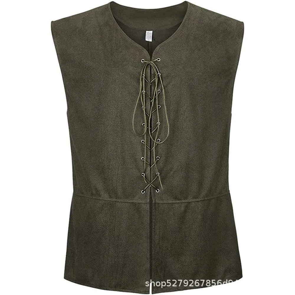 2025 Medieval Renaissance Pirate Gothic Steampunk Vest for Men, Multicolor Loose Plus Size Suede Fashion Men's Waistcoat,S-XXL