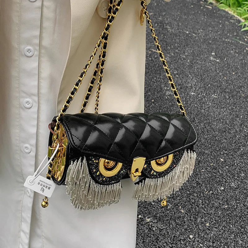 Cute Owl Bags for Women 2026 New Luxury Designer Handbag Fashion Tassel Crossbody Bag Leather Animal Print Shoulder Bag Woman