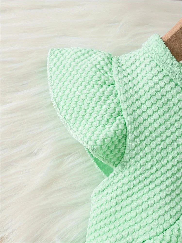 Newborn 2024 Baby Girls Dress Summer Waist Flower Vest Sleeveless Short Top Sweet Girl Lace Mesh Dress