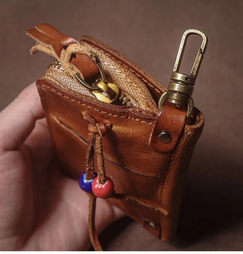 Luxury Brand Genuine Leather Key Bag Multifunctional Waist Hanging Card Holder Coin Purse Men Women Car Key Case Organizer