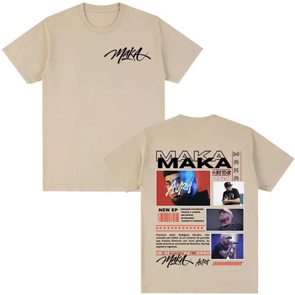 Rapper Maka Aura 2025 Tour Merch T Shirts Men Women Fashion Vintage Street T-shirt Casual Cotton Short Sleeve T Shirt Streetwear