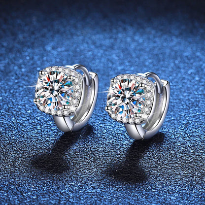 0.5ct 1ct D Color Sparkling Moissanite Earrings 925 Sterling Silver with Yellow Gold Plated Hoop Earrings For Women