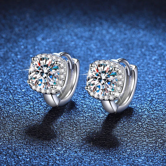 0.5ct 1ct D Color Sparkling Moissanite Earrings 925 Sterling Silver with Yellow Gold Plated Hoop Earrings For Women