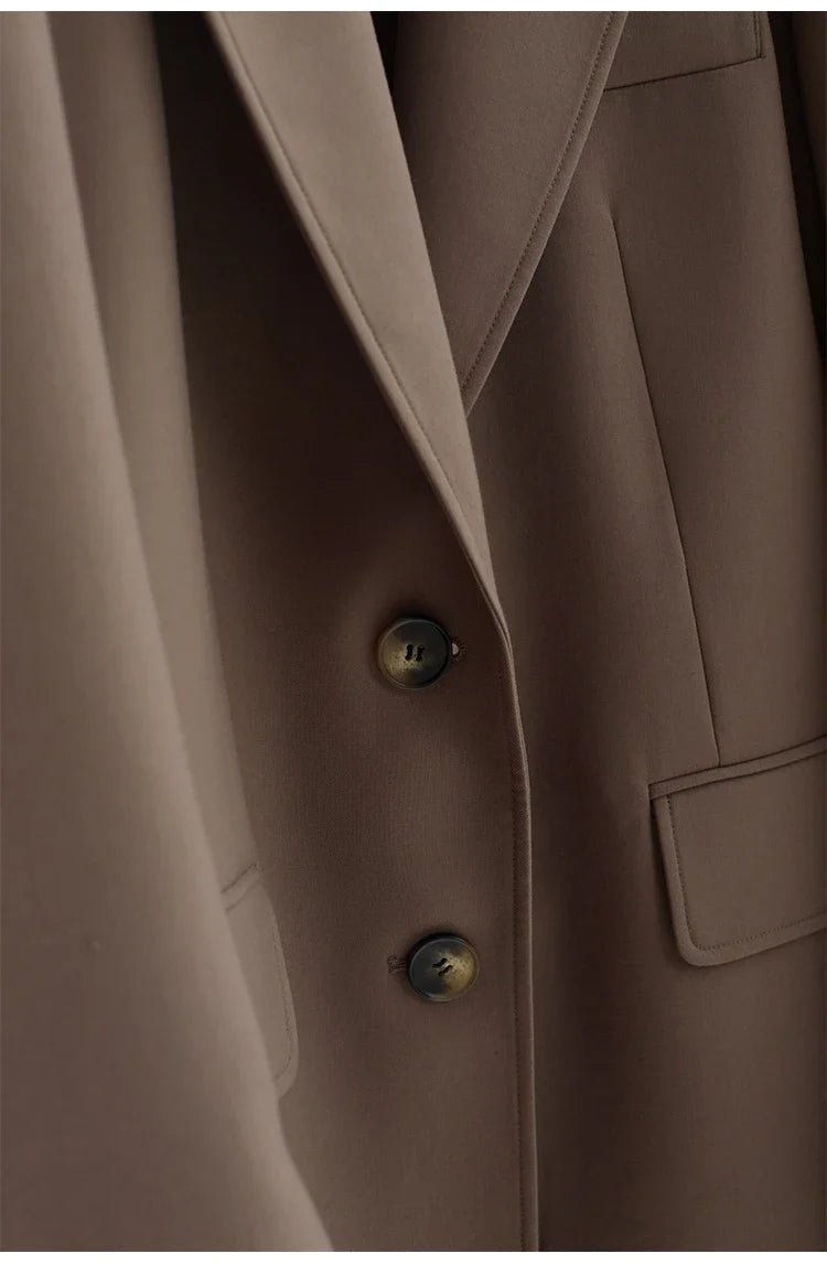 The Ultimate Store Hit~ Women's Mid-Length Oversized Blazer with Shoulder Pads for Petite Figures, Casual Suit Jacket