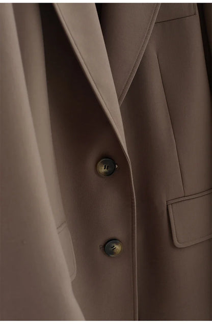 The Ultimate Store Hit~ Women's Mid-Length Oversized Blazer with Shoulder Pads for Petite Figures, Casual Suit Jacket