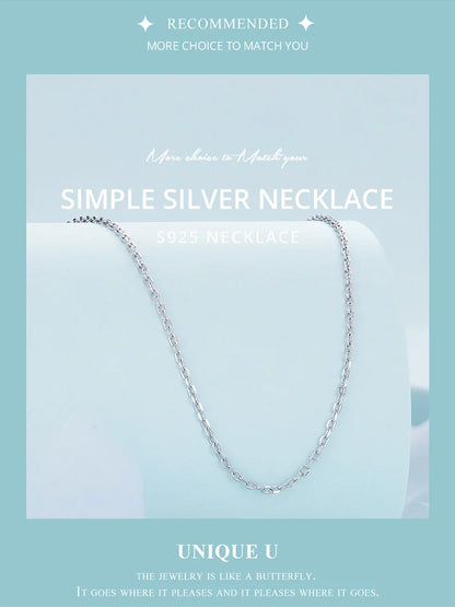 925 Sterling Silver Lobster Clasp Adjustable Necklace Basic Chain Link Simple Fine Jewelry for Women Birthday Gift SCA018