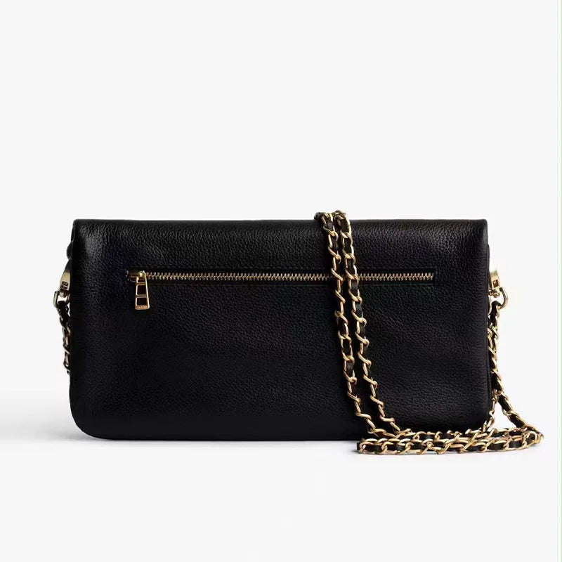 Luxury Design Bag for Women Fashionable Black Leather Ladies Crossbody Bag 2026 New Style Retro Single Shoulder Envelope Bag