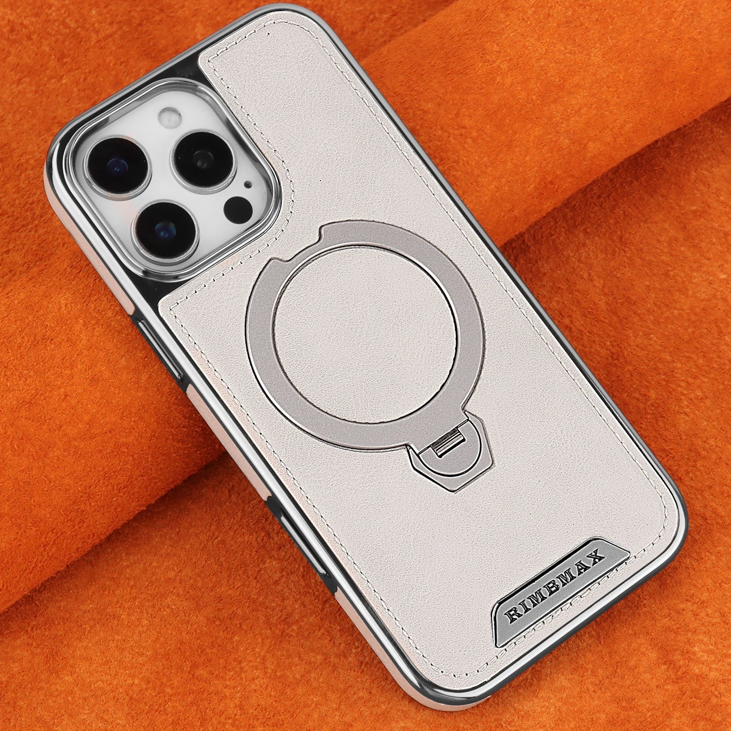 360 Rotating Bracket Luxury Magnetic Leather Phone Case For iPhone 16 17 Pro Max 15 14 13 12 Magsafe Wireless Charging Cover
