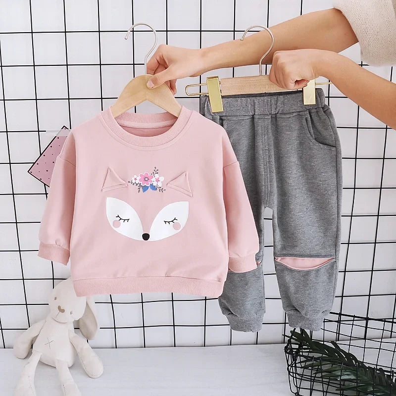 New Spring Autumn Baby Clothes Suit Kids Girls Clothing Children T-Shirt Pants 2Pcs/Set Toddler Casual Costume Infant Tracksuits