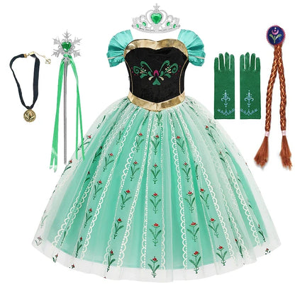 2-10Y New Anna Costumes for Girls 2026 Anna Princess Costume Mesh Dress Children Cosplay Birthday Carnival Party Costume Dress